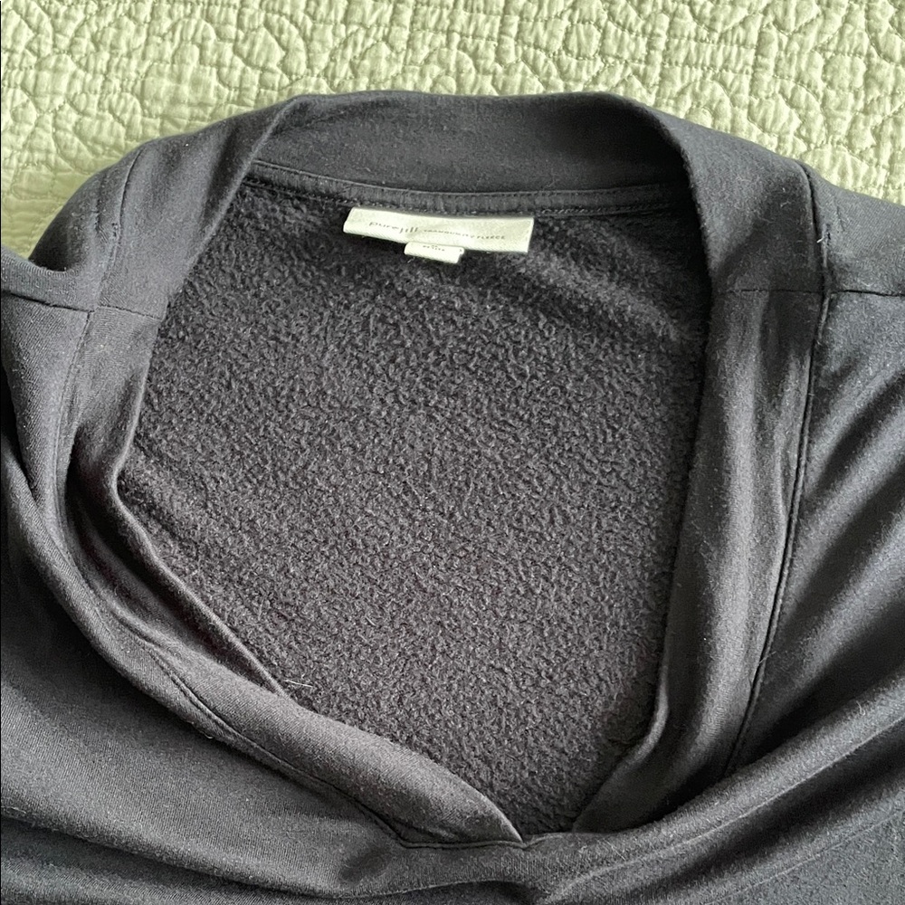 J. Jill Navy Blue Tranquility Fleece V-Neck 3/4 Sleeve Popover Dress Comfort - Picture 9 of 10